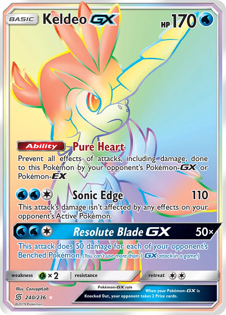 2019 Unified Minds Keldeo-GX #047/236 Rare Holo GX card image