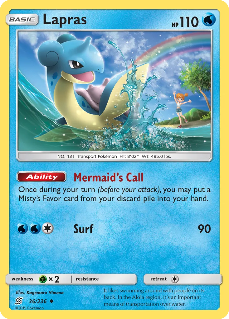 2019 Unified Minds Lapras Uncommon #036/236 Uncommon card image