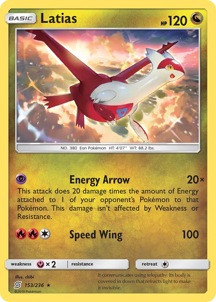 2019 Unified Minds Latias #153/236 Rare card image