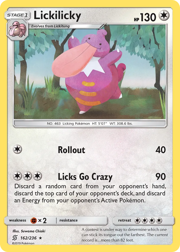 2019 Unified Minds Lickilicky #162/236 Rare card image