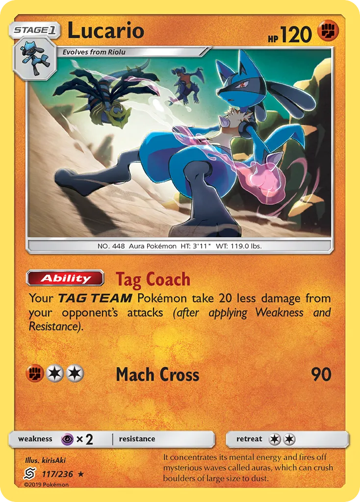 2019 Unified Minds Lucario #117/236 Rare card image