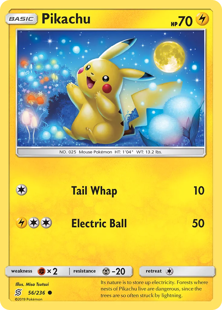 2019 Unified Minds Pikachu #056/236 Common card image