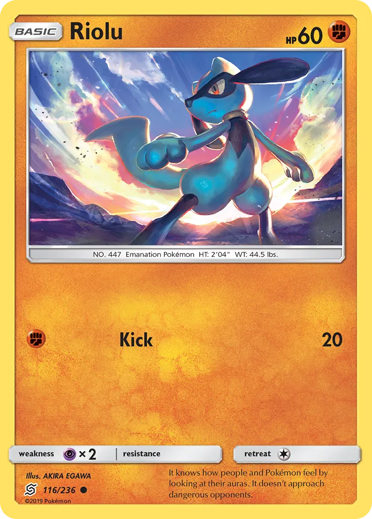 2019 Unified Minds Riolu #116/236 Common card image