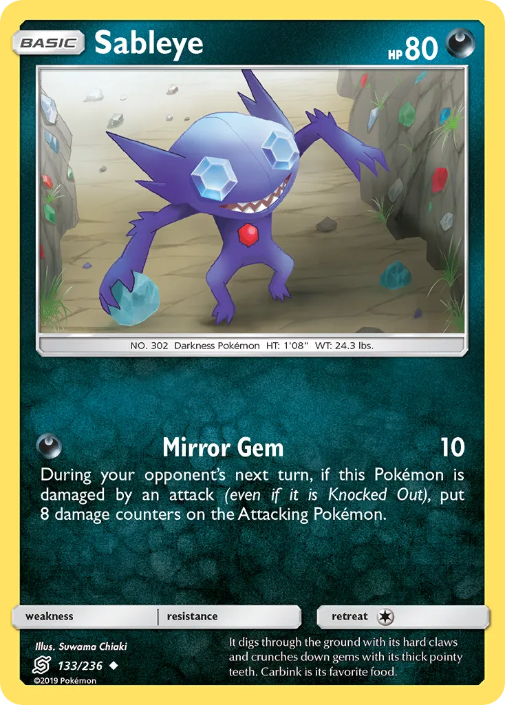 2019 Unified Minds Sableye Uncommon #133/236 Uncommon card image