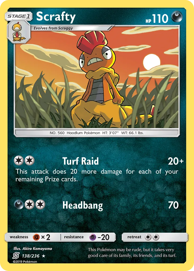 2019 Unified Minds Scrafty #138/236 Rare card image