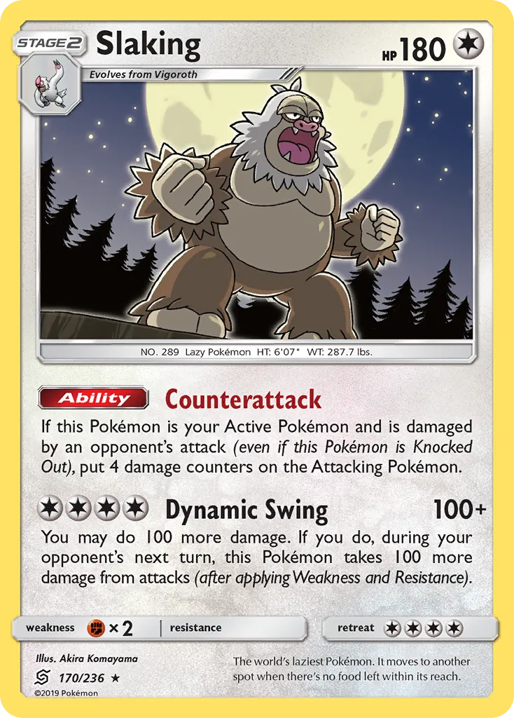 2019 Unified Minds Slaking #170/236 Rare Holo card image