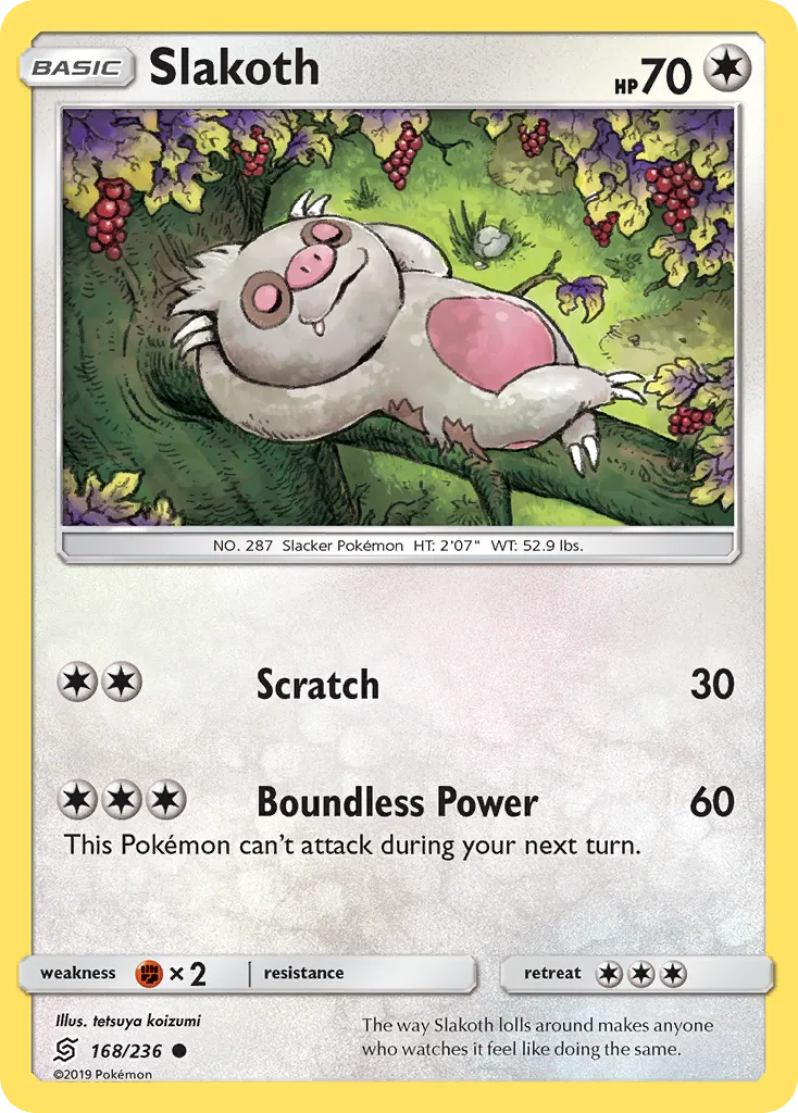 2019 Unified Minds Slakoth #168/236 Common card image