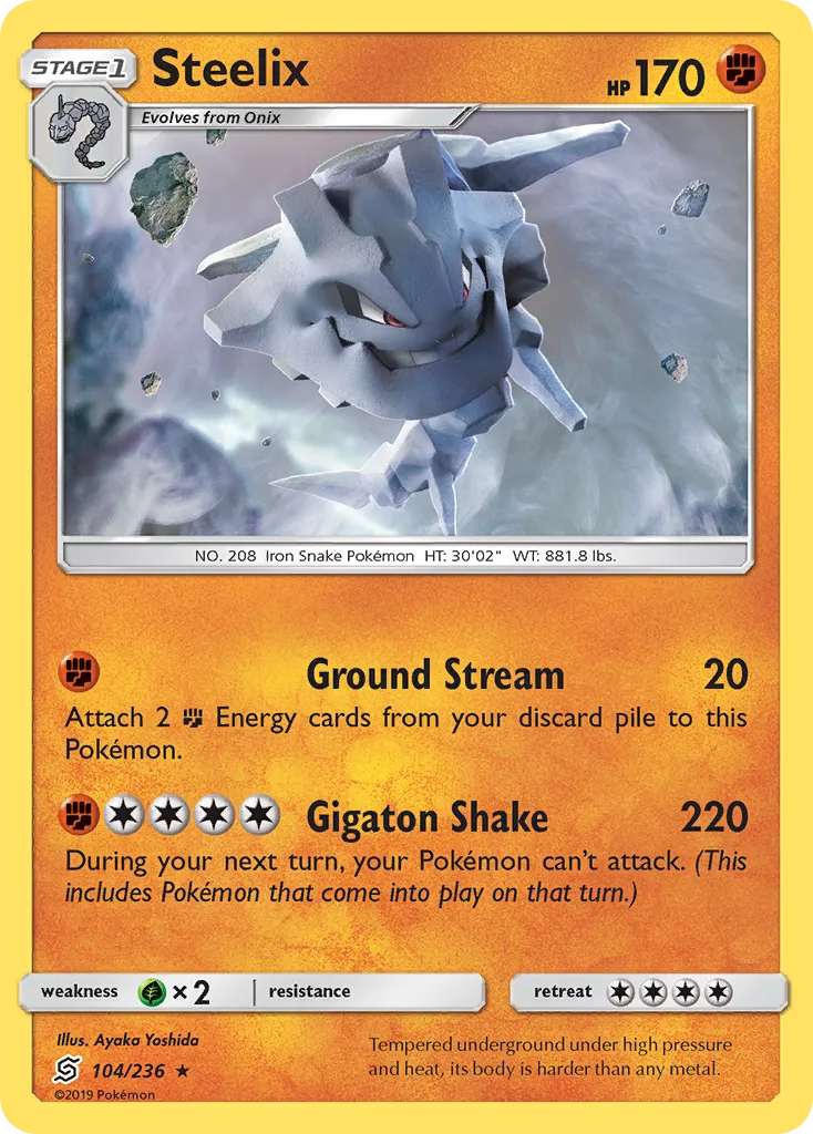2019 Unified Minds Steelix #104/236 Rare card image
