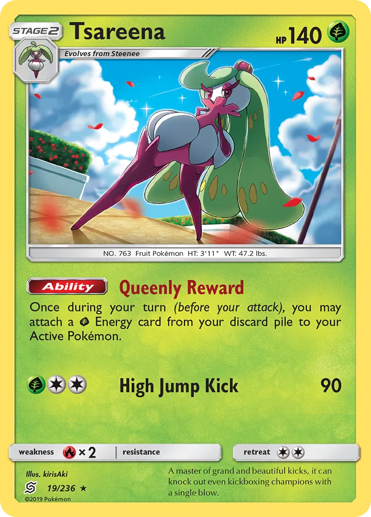 2019 Unified Minds Tsareena #019/236 Rare Holo card image
