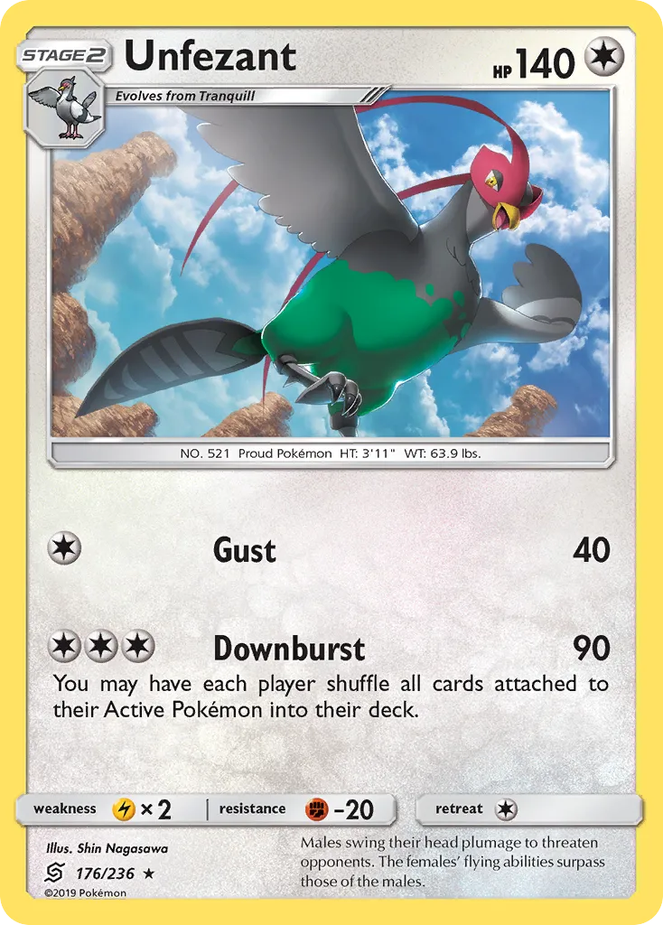 2019 Unified Minds Unfezant #176/236 Rare card image