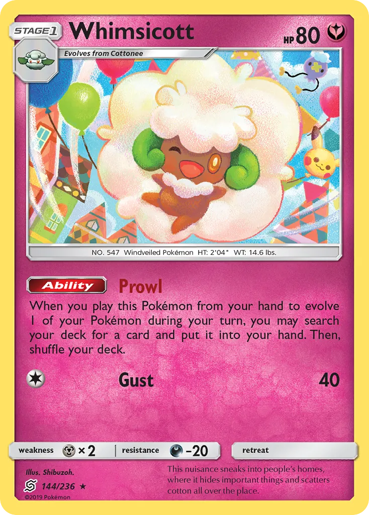 2019 Unified Minds Whimsicott #144/236 Rare card image