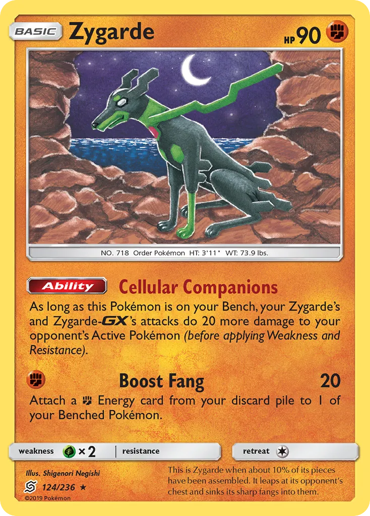2019 Unified Minds Zygarde #124/236 Rare card image