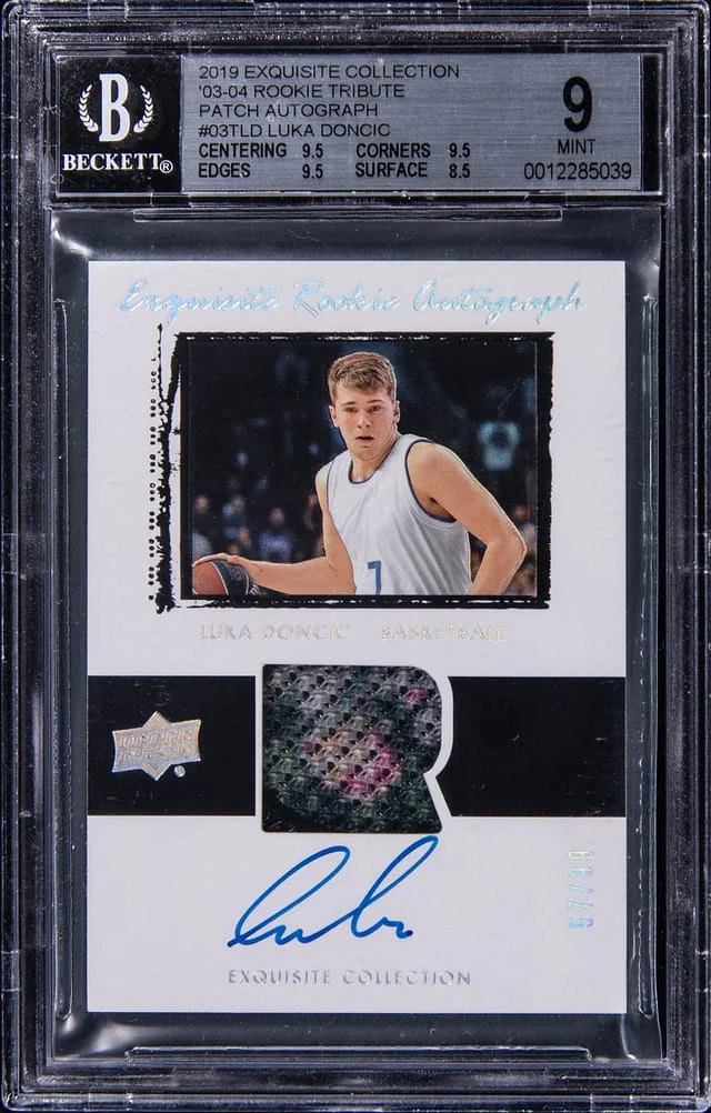 2019 Upper Deck Exquisite Collection Luka Doncic Tribute Patch Autograph #O3T-LD card image
