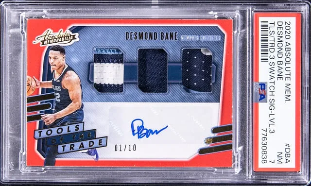 2020-21 Absolute Desmond Bane Memorabilia Tools of the trade 3 Swatch Signatures Level 3 #DBA card image