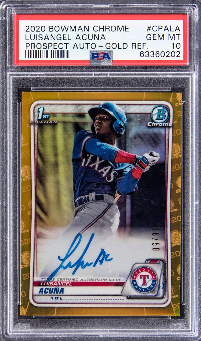 2020-21 Bowman Chrome Luisangel Acuna Prospect Gold Refractor #CPA-LA card image