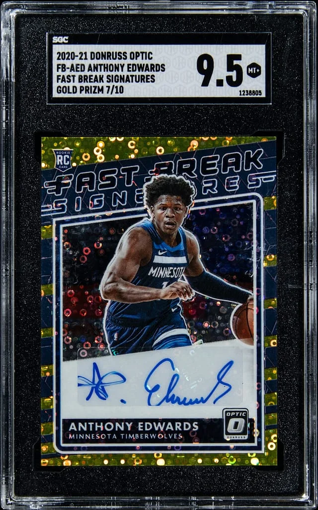 2020-21 Donruss Optic Anthony Edwards Fast Break Signatures Gold Prizm #FB-AED card image