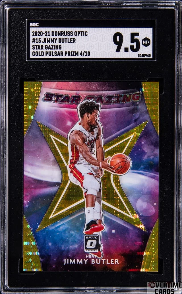 2020-21 Donruss Optic Jimmy Butler Star Gazing Gold Pulsar Prizm #15 card image