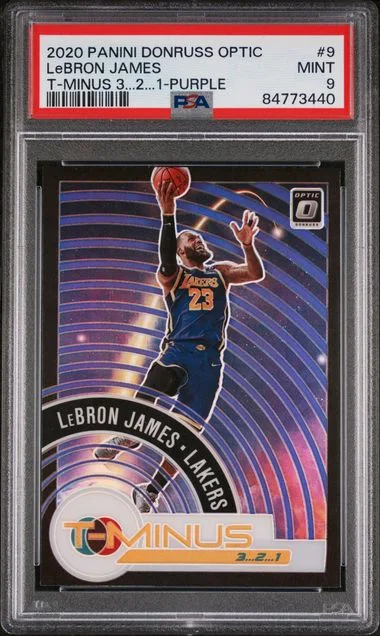 2020-21 Donruss Optic LeBron James T-Minus 3...2...1 Purple #9 card image