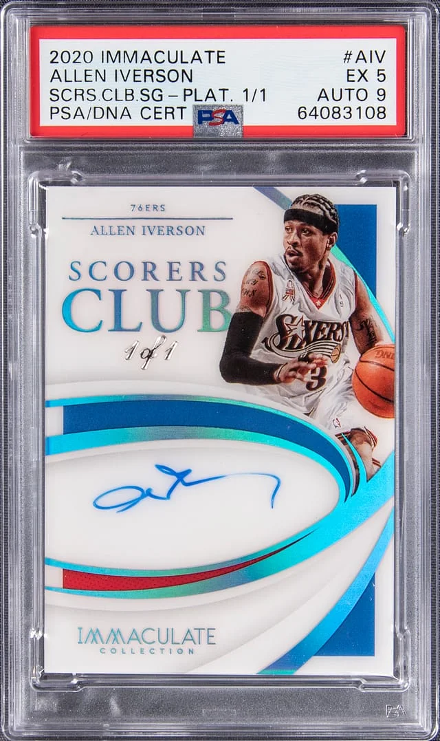 2020-21 Immaculate Allen Iverson Collection Scorers Club Signature Platinum #SCS-AIV card image