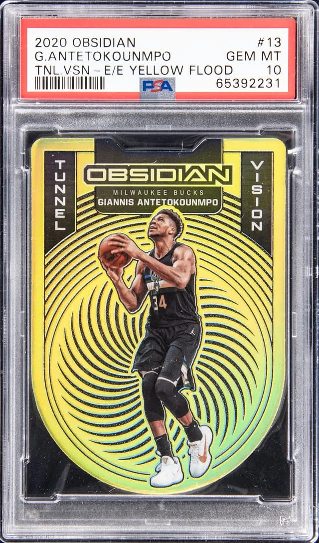 2020-21 Obsidian Giannis Antetokounmpo Tunnel Vision Yellow Flood #13 card image