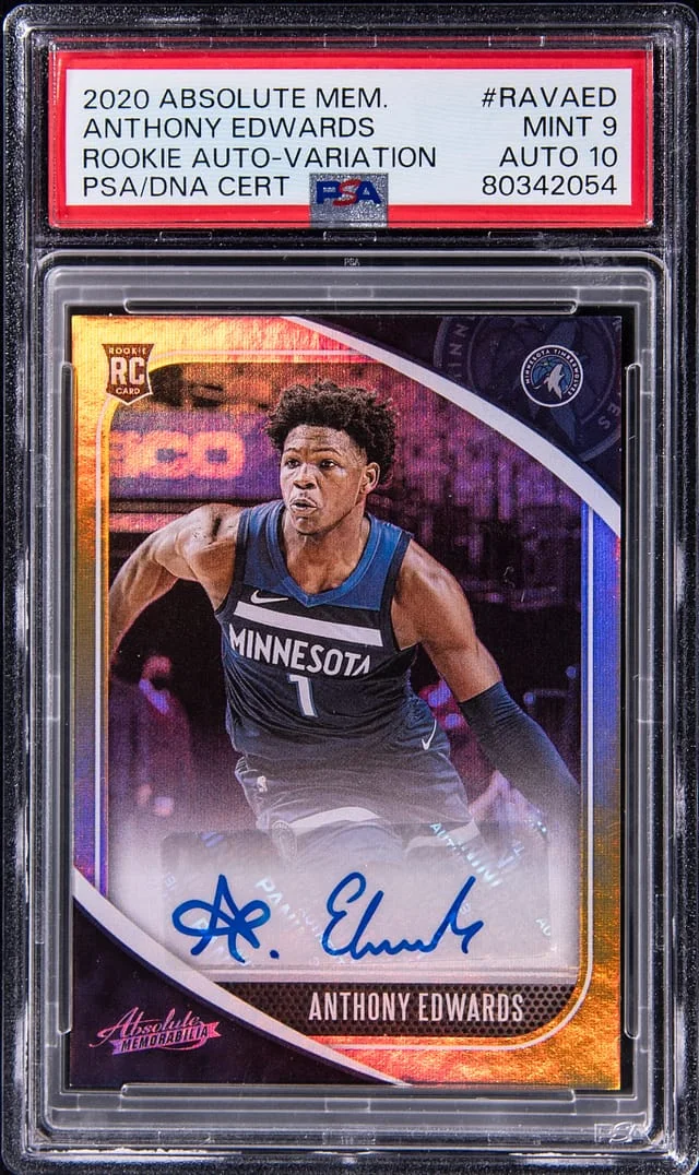2020-21 Panini Absolute Anthony Edwards Memorabilia Autograph Variation #RAVAED card image