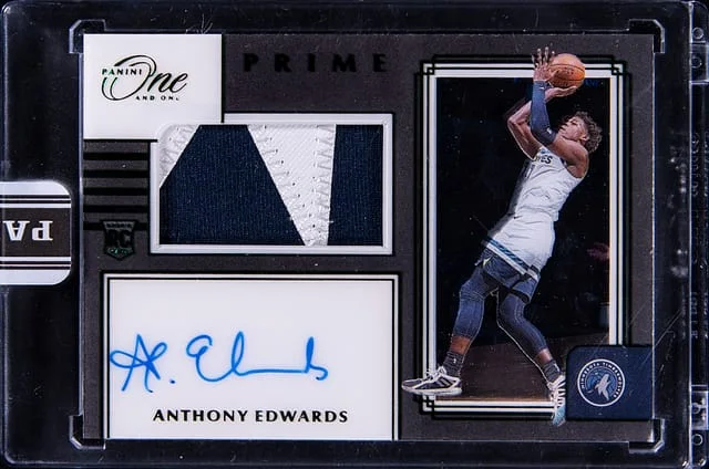 2020-21 Panini Anthony Edwards One & One Jersey Autographs Prime Red #PRJ-AED card image