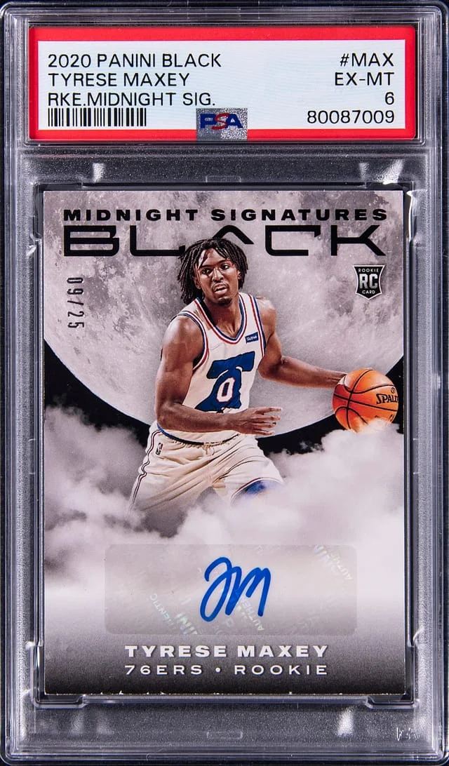 2020-21 Panini Black Tyrese Maxey Midnight Signature #MID-MAX card image