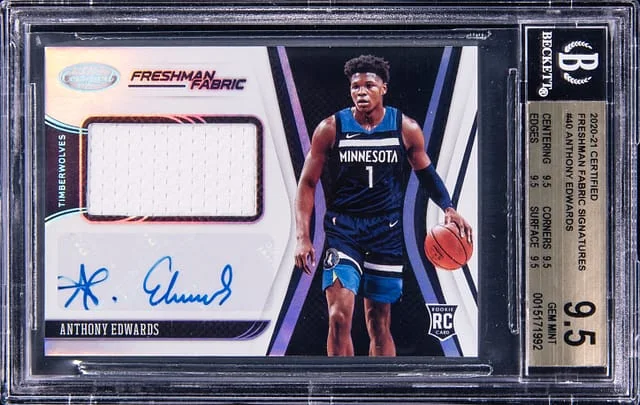 2020-21 Panini Certified Anthony Edwards Freshman Fabric Signatures #40 card image