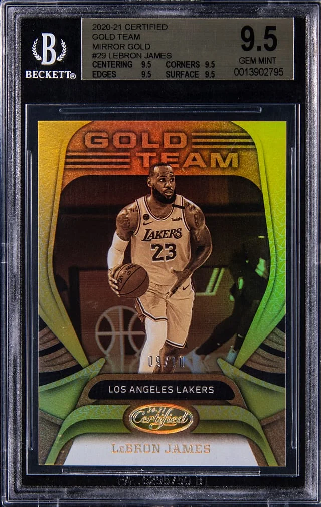 2020-21 Panini Certified LeBron James Gold Team Mirror Gold #29 card image