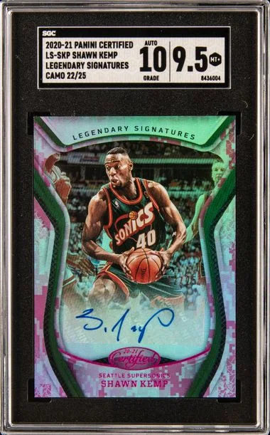 2020-21 Panini Certified Shawn Kemp Legendary Signatures Camo #LS-SKP card image