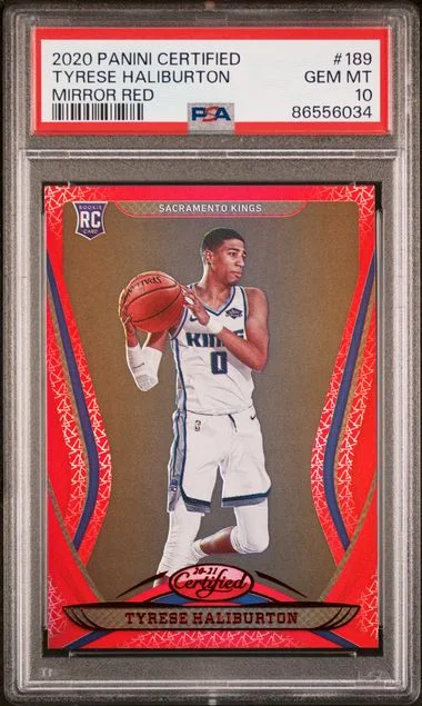 2020-21 Panini Certified Tyrese Haliburton Mirror Red #189 card image
