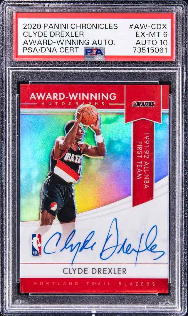 2020-21 Panini Chronicles Clyde Drexler Award Winning Autograph #AW-CDX card image