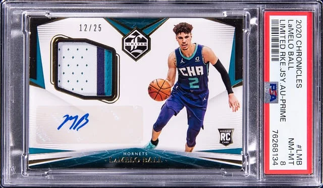 2020-21 Panini Chronicles LaMelo Ball Limited Jersey Autograph Prime #LMB card image