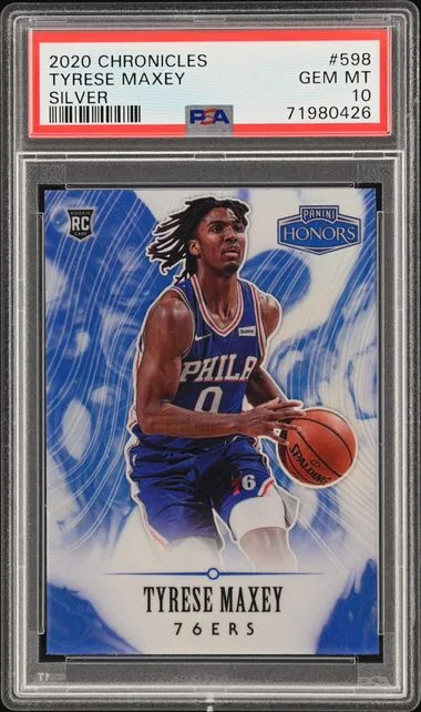 2020-21 Panini Chronicles Tyrese Maxey Honors Silver Prizm #598 card image