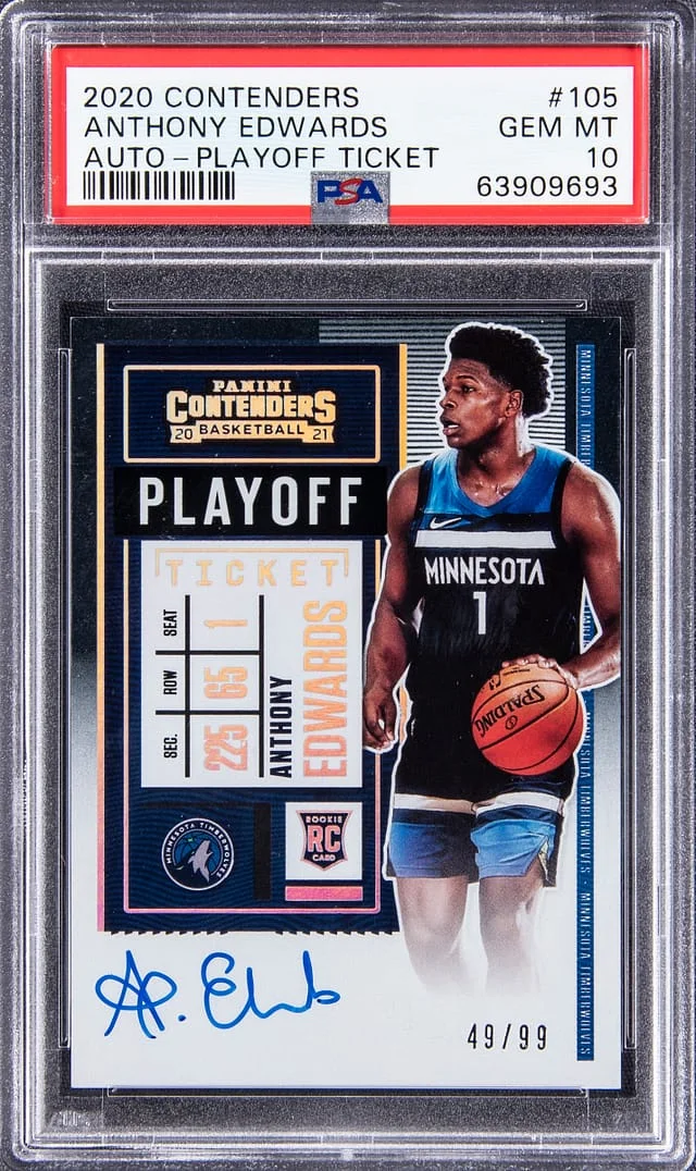 2020-21 Panini Contenders Anthony Edwards Variation Autograph Finals Ticket #105 card image