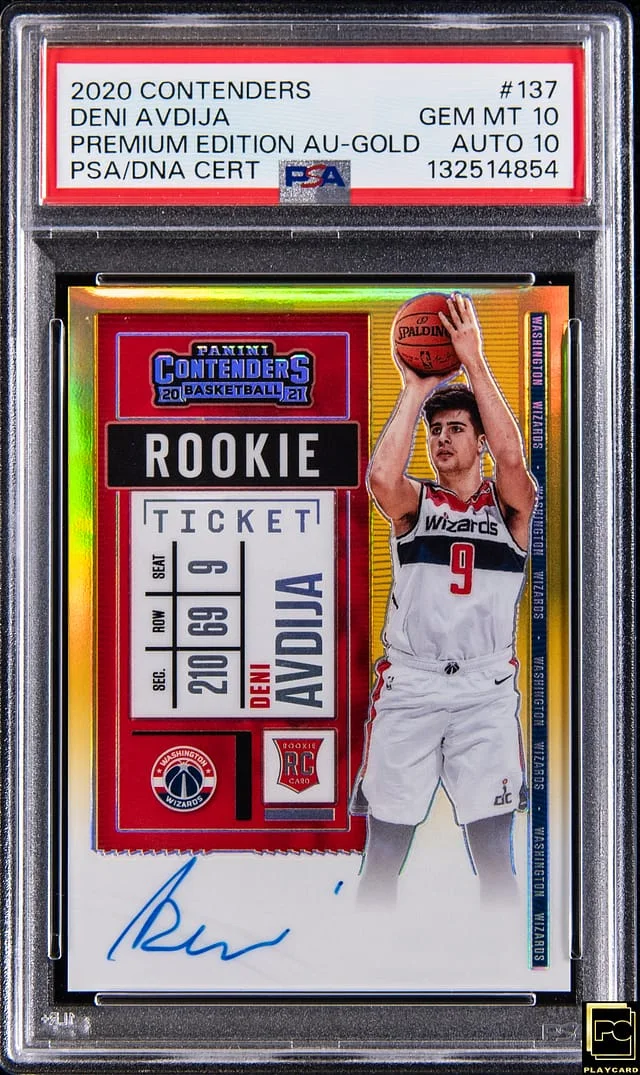 2020-21 Panini Contenders Deni Avdija Premium Edition Autograph Gold #137 card image