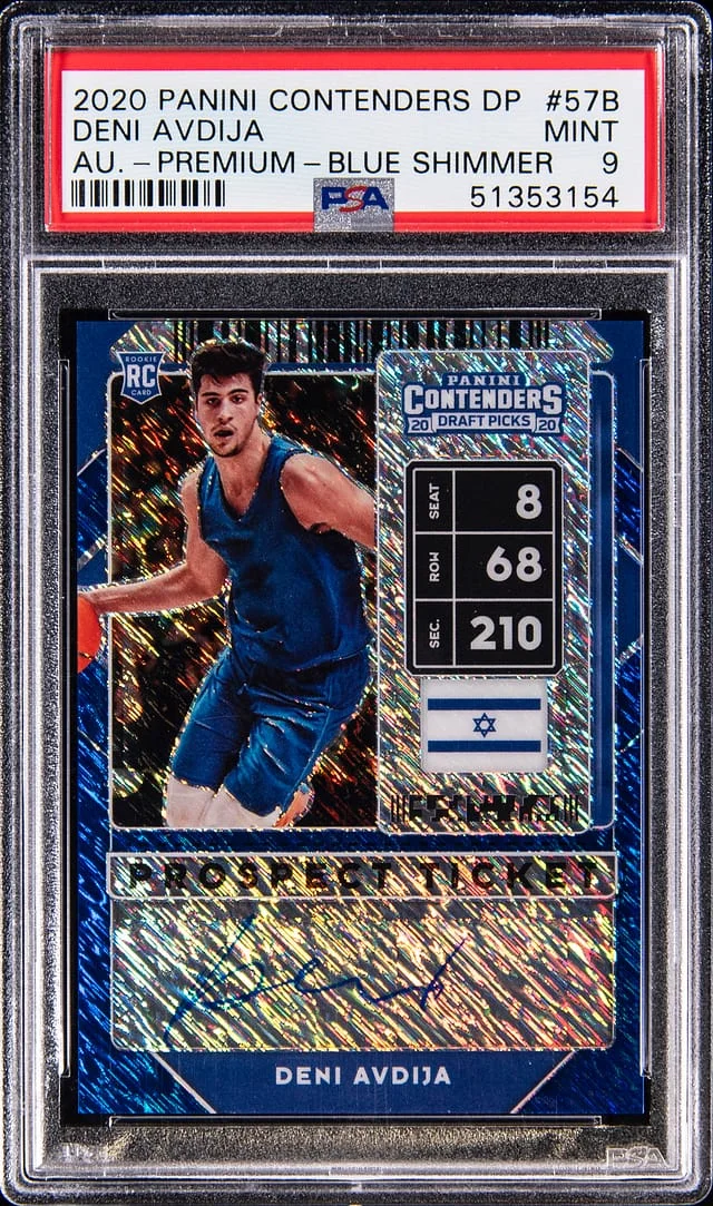 2020-21 Panini Contenders Deni Avdija Autographs Premium Blue Shimmer #57B card image
