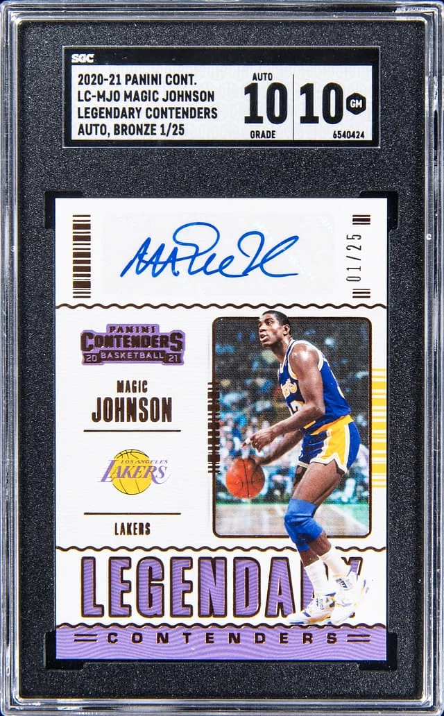 2020-21 Panini Contenders Magic Johnson Legendary Contenders Autograph Bronze #LC-MJO card image