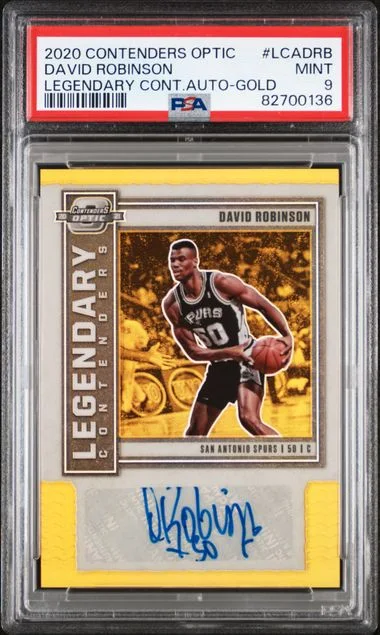2020-21 Panini Contenders Optic David Robinson Legendary Contenders Autographs Gold #LCA-DRB card image