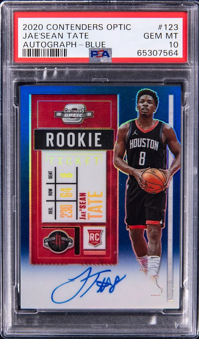2020-21 Panini Contenders Optic Jae'Sean Tate Ticket Autograph Blue #123 card image