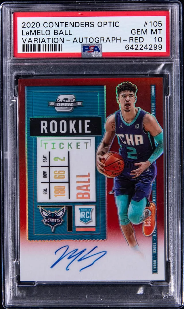2020-21 Panini Contenders Optic LaMelo Ball Ticket Autograph #105 card image