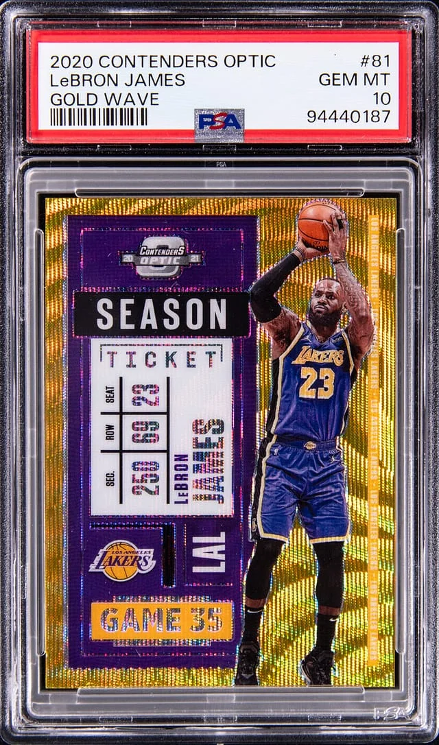 2020-21 Panini Contenders Optic LeBron James Gold Wave #81 card image