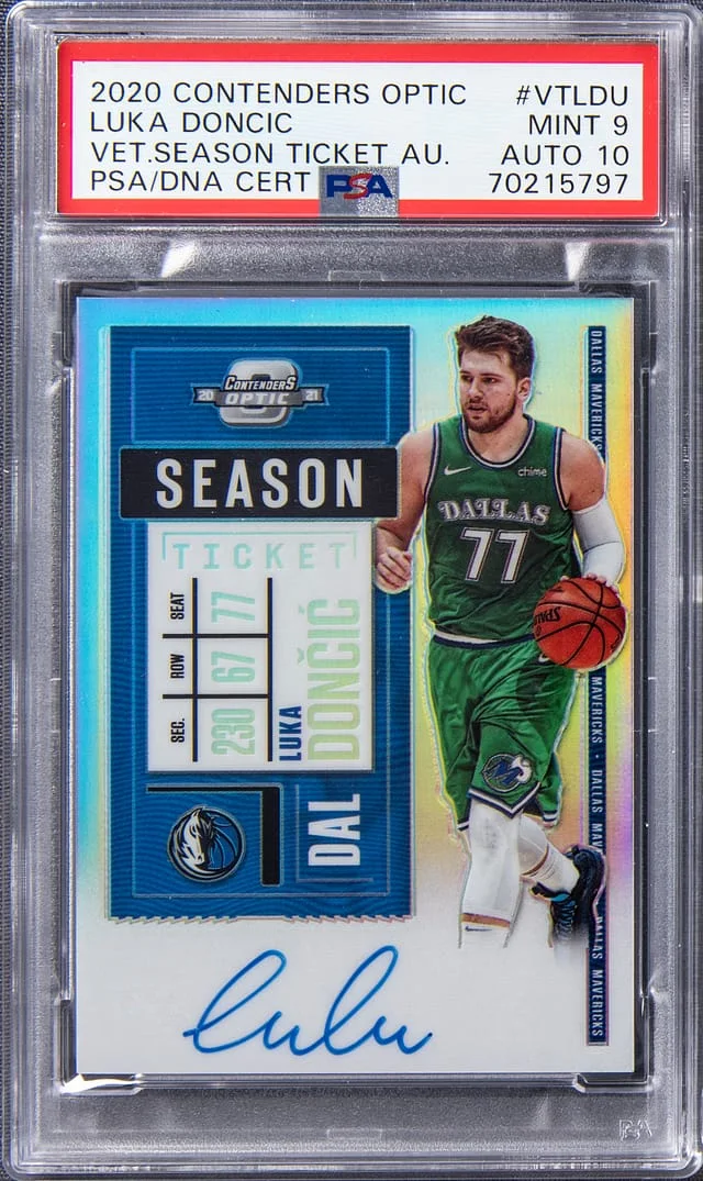 2020-21 Panini Contenders Optic Luka Doncic Veteran Season Ticket Autograph #VT-LDU card image