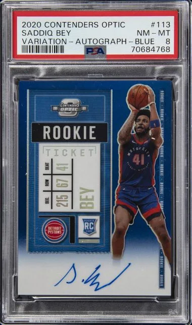 2020-21 Panini Contenders Optic Saddiq Bey Autograph Blue Variation #113 card image