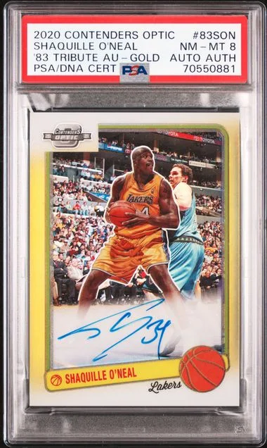 2020-21 Panini Contenders Optic Shaquille O’Neal 1983 Tribute Autographs Gold #83-SON card image