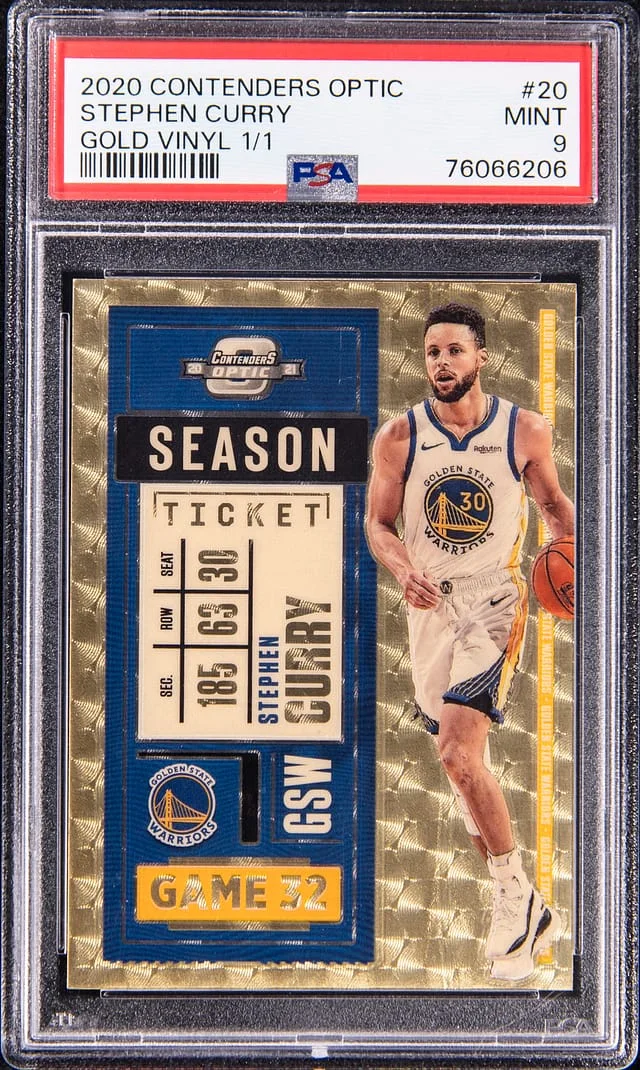 2020-21 Panini Contenders Optic Stephen Curry Season Ticket Gold Vinyl Prizm #20 card image