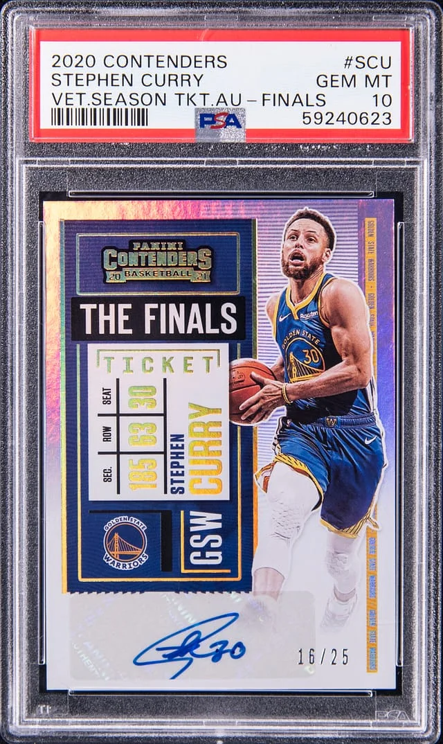 2020-21 Panini Contenders Stephen Curry Veteran Season Ticket Autograph-Finals #SCU card image