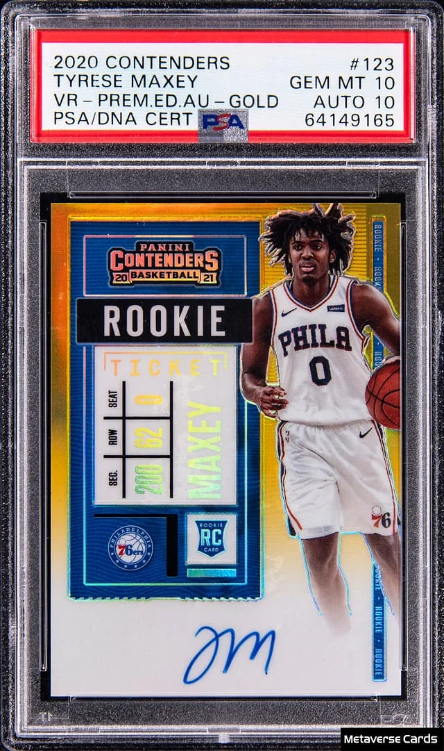 2020-21 Panini Contenders Tyrese Maxey Playoff Ticket Autographs Variation #123 card image