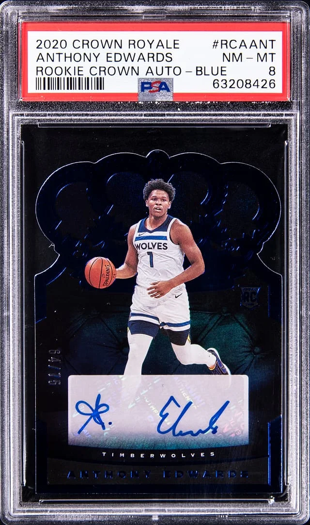 2020-21 Panini Crown Royale Anthony Edwards Crown Autograph Blue #RCA-ANT card image
