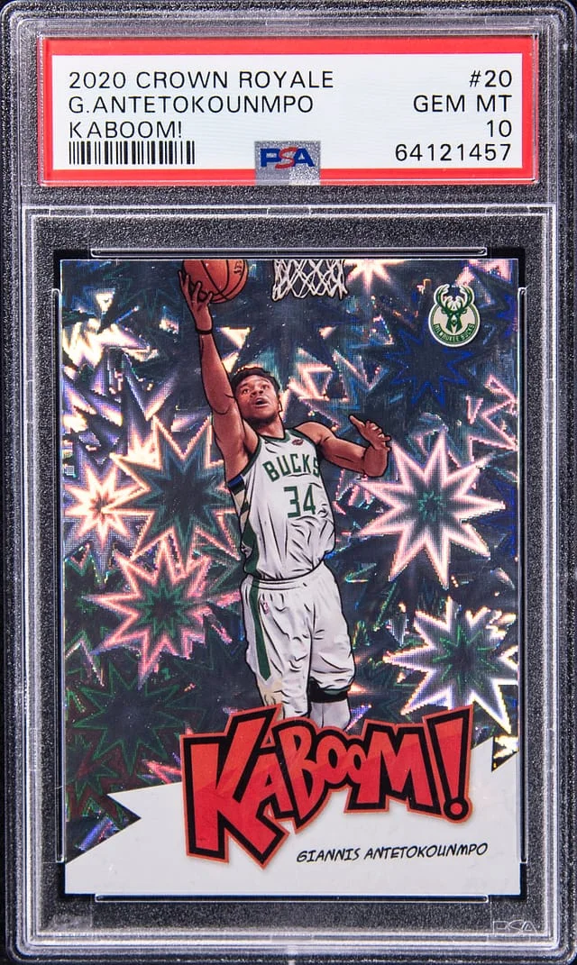 2020-21 Panini Crown Royale Giannis Antetokounmpo Kaboom! #20 card image